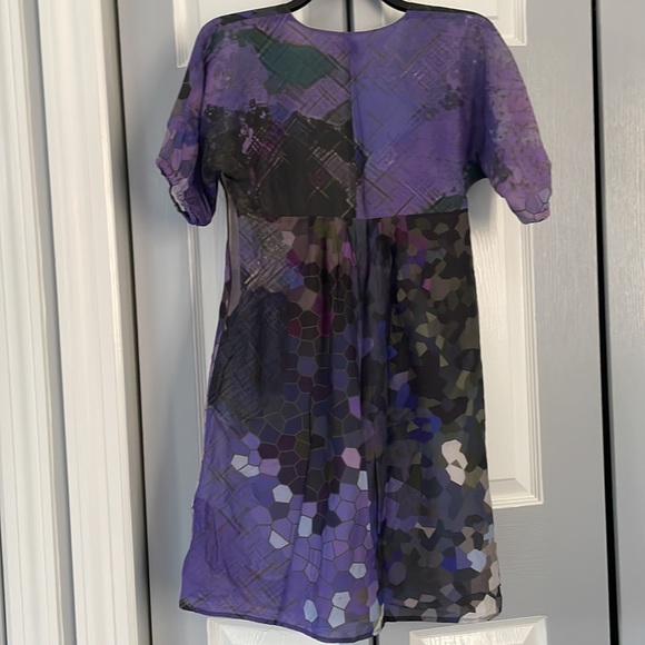 Aoyama Itchome silk scoop neck a-line dress with various scale like print - Picture 11 of 11